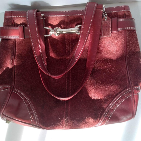 Coach Brick Red Suede Leather Handbag - Picture 2 of 3